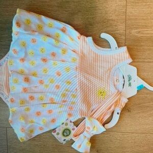 Little me orange and white sunflower dress